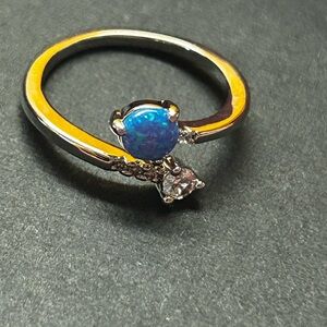 Neiman Marcus Blue Opal White Gold on Silver 925 Ring